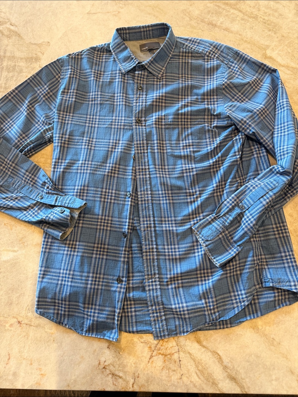 Men’s Vince cotton plaid shirt Size L